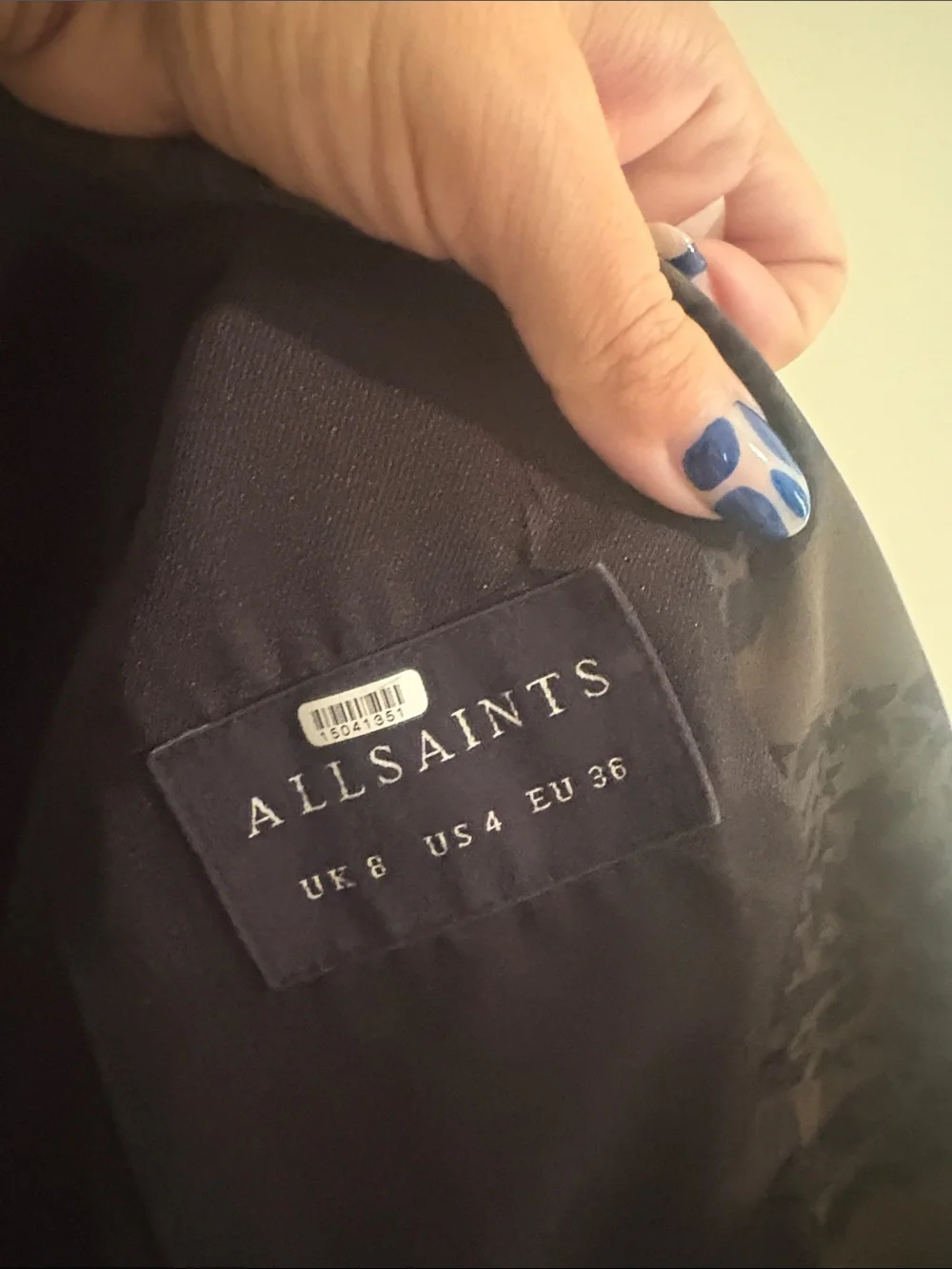 All saints Womens Olive & Black Patterned Blazer Jacket